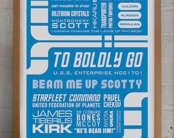 Star Trek Typografiskt Konsttryck: Sci-Fi TV Citat Poster