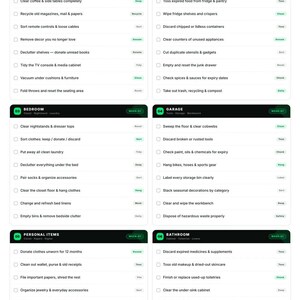 Liste de contrôle pour désencombrer sa maison en 6 zones – 48 tâches, présentation à cocher (téléchargement numérique)