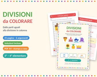 Division Coloring Pages PDF, 3rd and 4th Grade Math Worksheets, Division with Remainder and in Columns, Printable