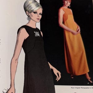 Uncut 1960s Vogue 1862 Couturier Design Pattern by Pucci Gown w/ Sew-in Label, 14