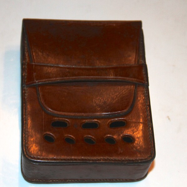 Cigarette Case Vintage Hand Tooled Leather