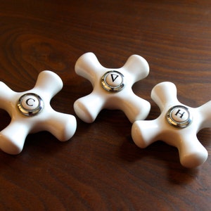 Bathroom Knobs Handles for Shower Sink Hot Vintage Porcelain Cold Cross Handles image 5