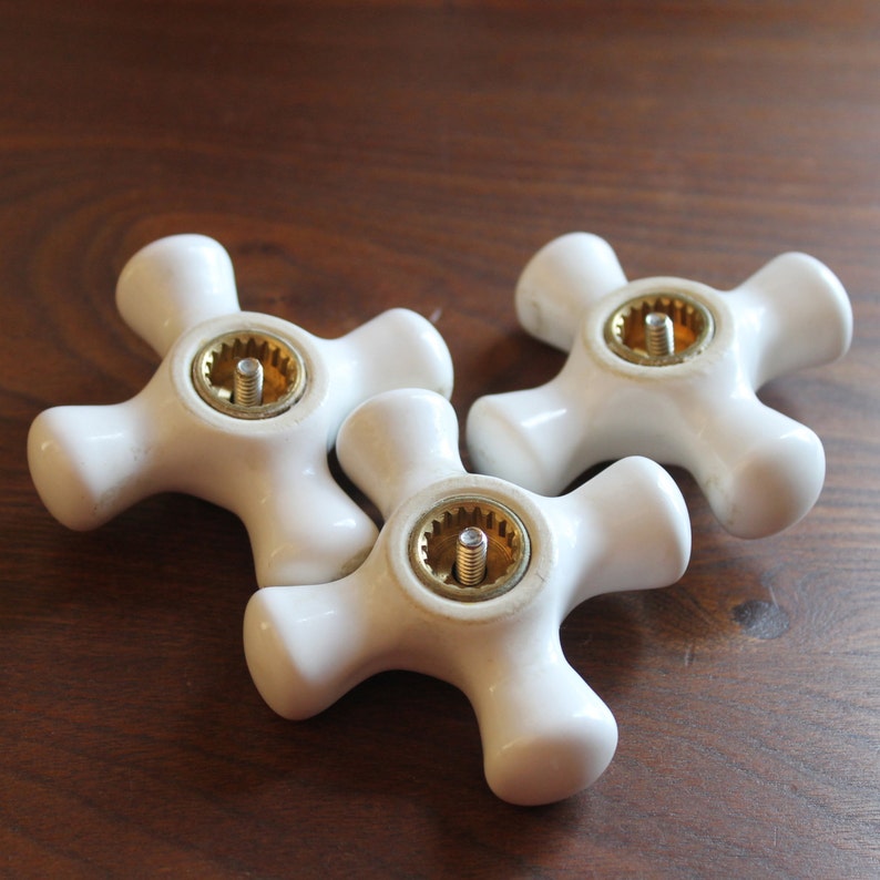 Bathroom Knobs Handles for Shower Sink Hot Vintage Porcelain Cold Cross Handles image 3