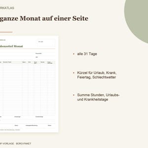 Modèle de feuille de temps PDF (à remplir) | Semaine + Mois pour les chantiers et les corps de métiers | Feuille de temps A4 imprimable image 3