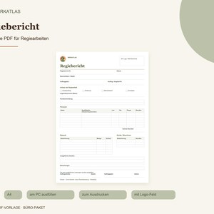 Site manager's report template (fillable PDF) | Construction site timesheet (A4) with logo field | Printable form for tradespeople image 1