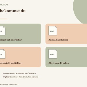 Ensemble de formulaires de chantier : Journal de chantier, Registre des mesures, Rapport de chantier | PDF remplissable + Version imprimable A4 | Modèles pour les professionnels du bâtiment image 3