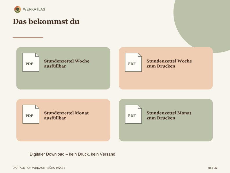 Modèle de feuille de temps PDF (à remplir) | Semaine + Mois pour les chantiers et les corps de métiers | Feuille de temps A4 imprimable image 5
