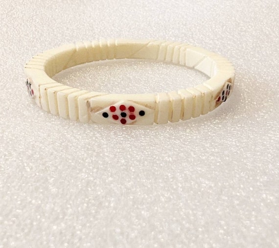 Vintage Ivory Celluloid Bracelet French Bakelite … - image 2