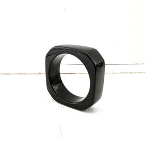 Vintage armband svart plast Lucite fyrkantigt armband 1930-talet