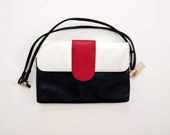 Vintage Handbag Red White & Blue Shoulder Bag Vinyl Man Made Material 4th of July Convertible Clutch New With Tags Unused