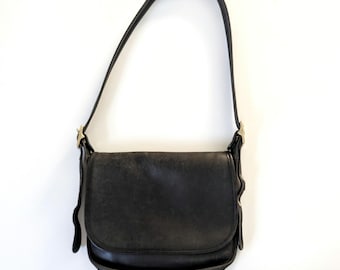 Vintage Coach Handbag Black Leather Shoulder Bag #9951 Patricia USA