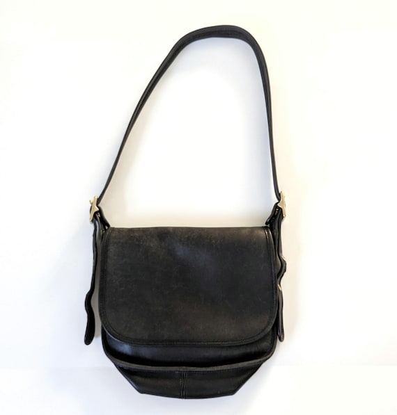 Vintage Coach Handbag Patricia Black Leather Shoulder Bag