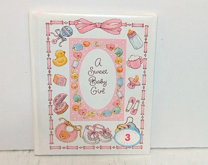 Vintage Hallmark Baby Girl Keepsake Book First 3 Years Photo Album Hard