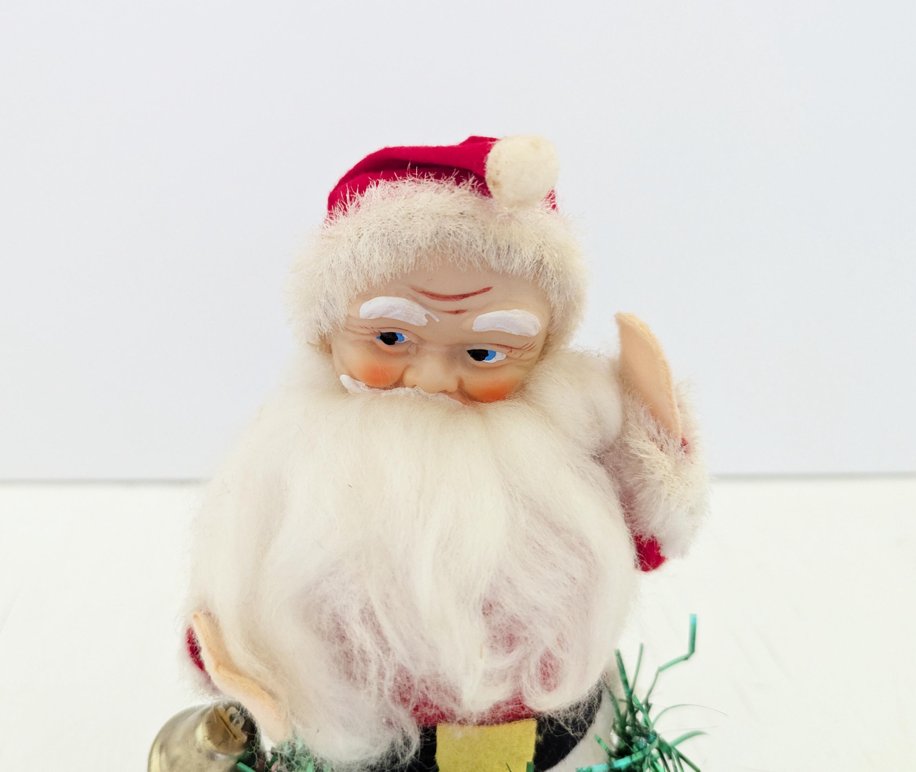 Vintage Rubber Face Santa Music Box Playing Jingle Bells