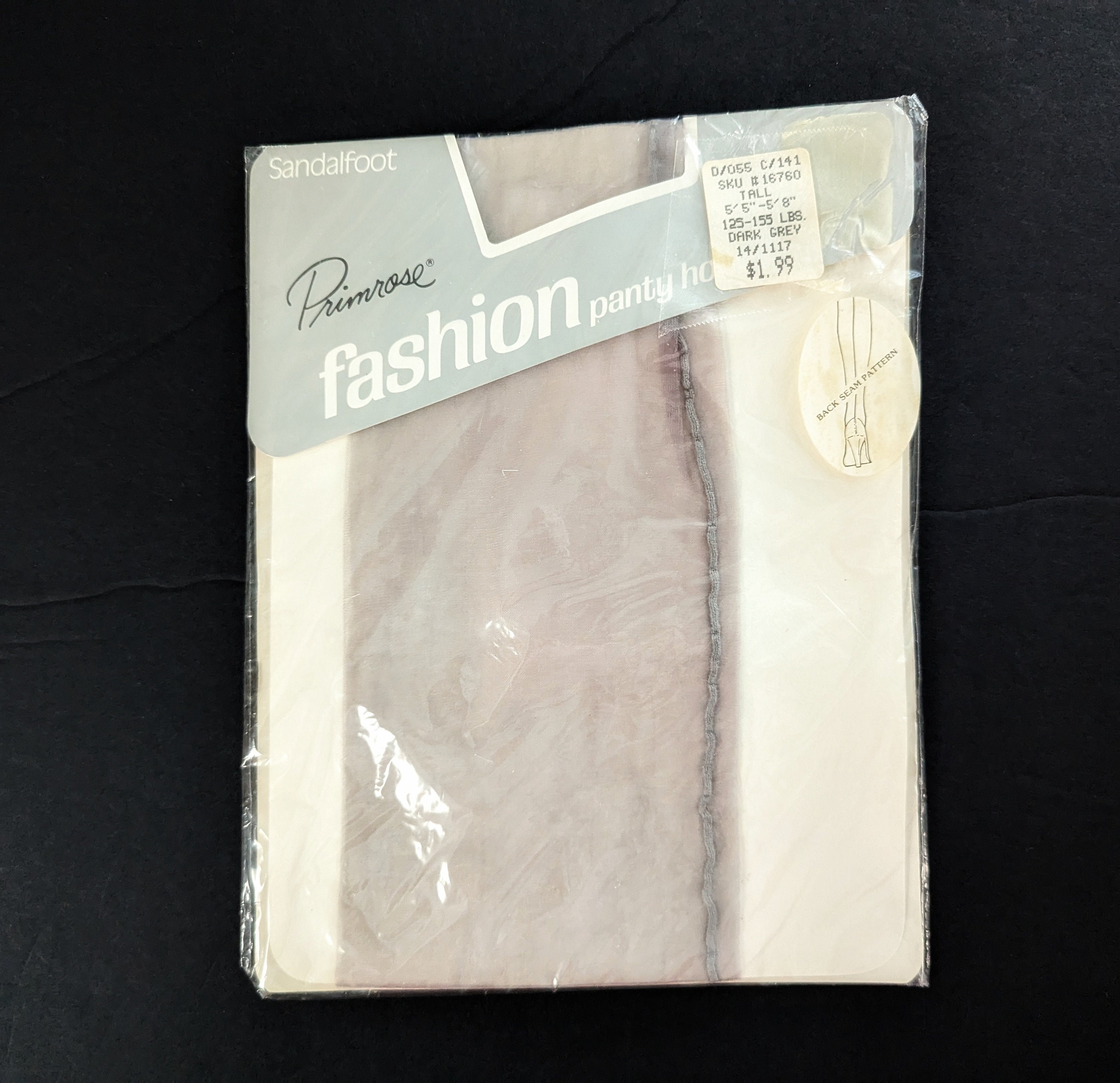 Vintage Sandelfuß Strumpfhose Grau Nylon Mit Rücknaht Mittelgroße Größe Wollwert