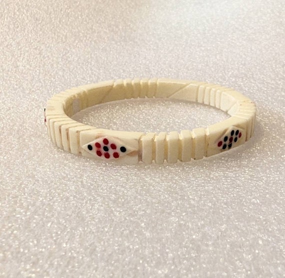 Vintage Ivory Celluloid Bracelet French Bakelite … - image 3