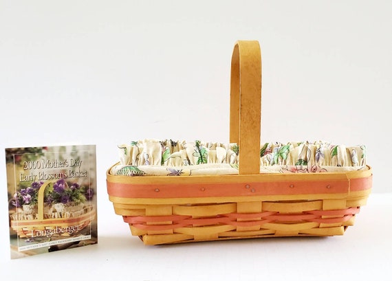 Vintage Longaberger Mothers Day Basket Combo With Fabric Liner Plastic Protector  2000