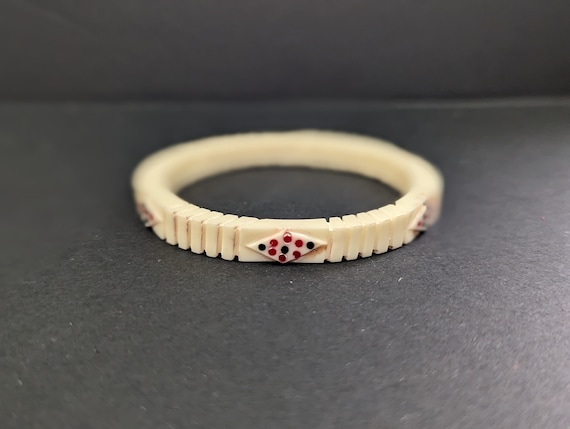 Vintage Ivory Celluloid Bracelet French Bakelite … - image 1