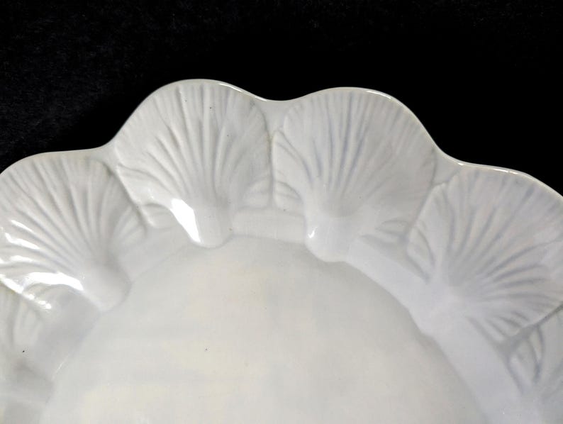 Antique Early 19th Century White Ironstone Platter Embossed Seashell ...