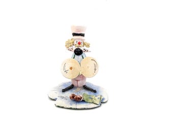 Vintage Zampiva Clown Figurine Holding Cymbals Musician Golden Crown E&R Italy Ceramic Spaghetti Hair Hand Painted