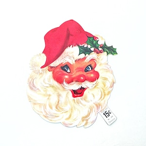 Vintage gestanste kerstman decoratie karton kerst Carrington New Old Stock jaren 50
