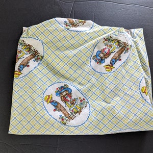 Vintage Holly Hobbie Crib Sheet Yellow Blue Petticoats and Pantaloons 1970s Retro Baby Bedding New Old Stock