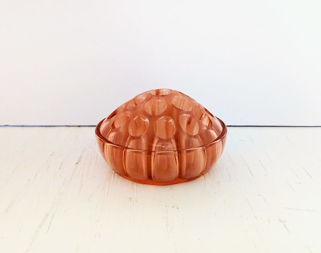 Vintage Pink Depression Glass Flower Frog 19 Holes Floral Etsy