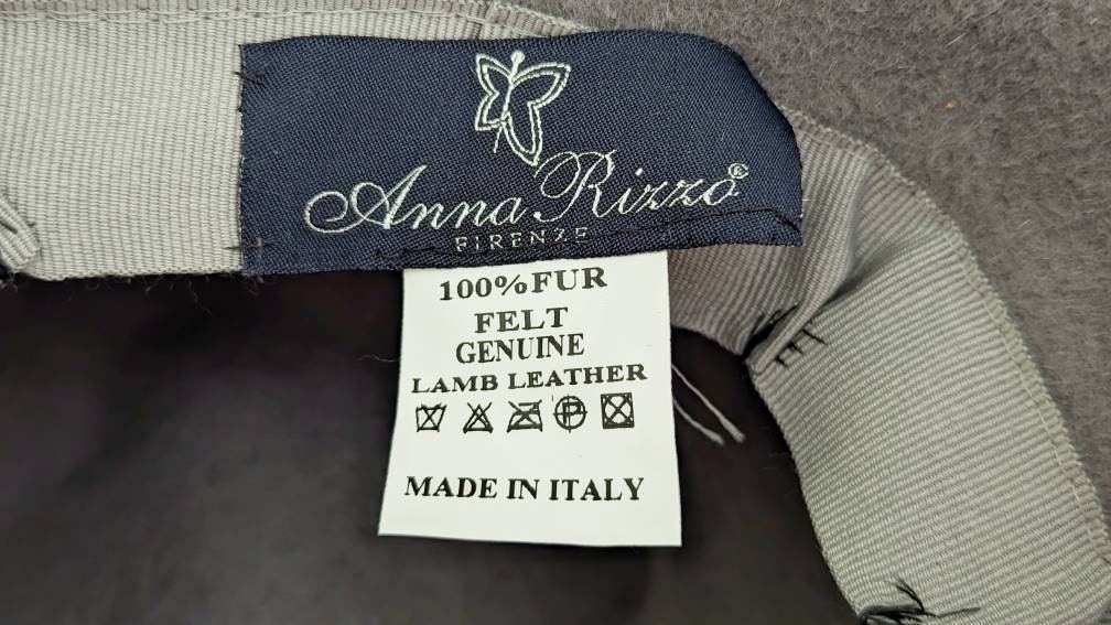 Vintage Ladies Hat Gray Fur Anna Rizzo Cloche Style Bow  display picture 2