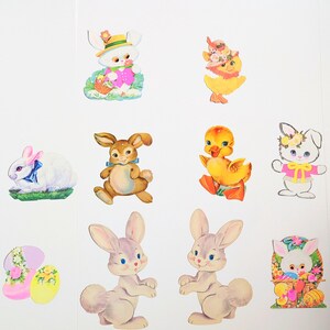 Conjunto de decoração vintage para quarto de bebê com 10 recortes de papelão, pato, coelho, pintinho, decoração de Páscoa
