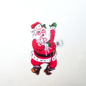 Adorno de Papá Noel troquelado vintage, cartón recortado, Navidad, Carrington, nuevo, stock antiguo, década de 1950
