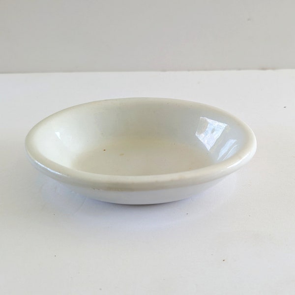 Antique Ironstone Soap Dish Oval Chunky John Edwards White Made In England 1800's
