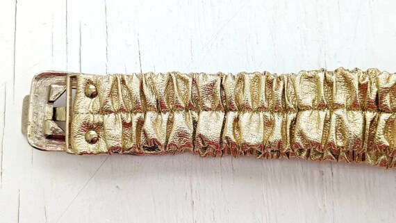 Vintage Ladies Belt Gold Lame Elasticized Stretch… - image 10