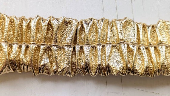 Vintage Ladies Belt Gold Lame Elasticized Stretch… - image 7