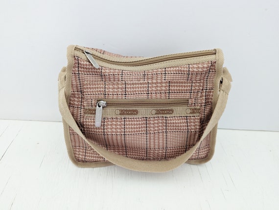 Vintage LeSportsac Handbag Nylon Baguette Beige &… - image 3