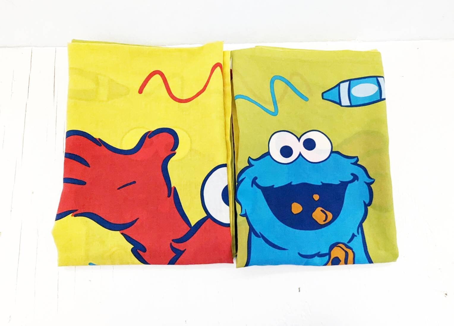 Vintage 80s Sesame Street Numbers 2-Sided Pillow Case Made In USA -JA22