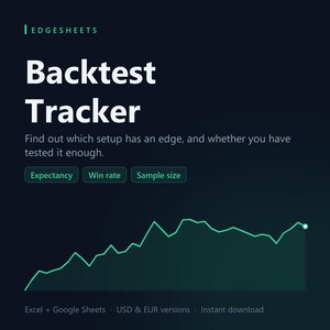 Trading Strategy Backtest Tracker, Expectancy & Win Rate Log (Excel/Google Sheets)