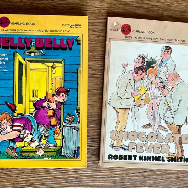 2 Robert Kimmel Smith Chapter Books//Jelly Belly & Chocolate Fever//1980s Dell Yearling Paperback Set