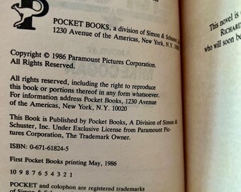 Vintage 1986 Top Gun Novel, First Pocket Books Printing, Paperback