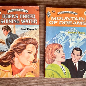 1970s Harlequin Romance Book Set: Rocks Under Shining Water by Jane Donnelly & Mountain of Dreams by Barbara Rowan /Paperback Sprayed Edges