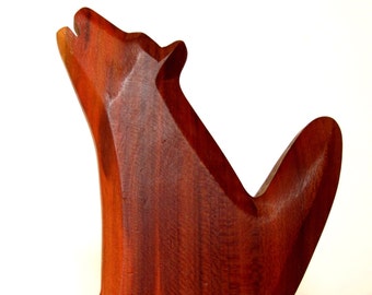Hand-Carved Plum Wood Wolf Talisman: Wooden Animal Figurine