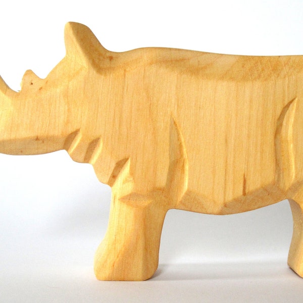 Rhino, Wooden Rhino, African Animals, Zoo, Rhinoceros, Carved Wooden Waldorf Toys