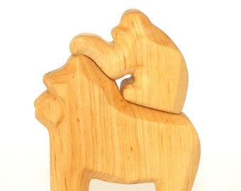 Gorilla with Baby, Wooden Animals, Handcarved