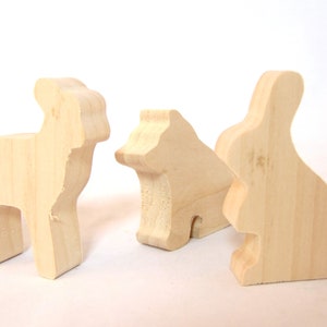 Three Wood cutouts, Unfinished Wooden animals, Smaller Size Animals image 1