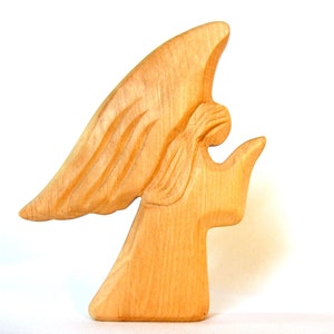 Carved Alder Wood Angel Raphael: Healing Guardian Angel Altar