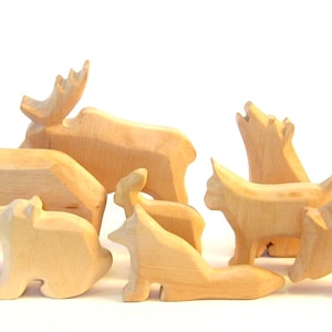 Animals of the woods, Wooden Waldorf toys, Ecological, Wooden Animals, Nature Kids, Carved Animals, Eco friendly, Animals Carved from Wood image 2