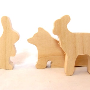 Three Wood cutouts, Unfinished Wooden animals, Smaller Size Animals image 5