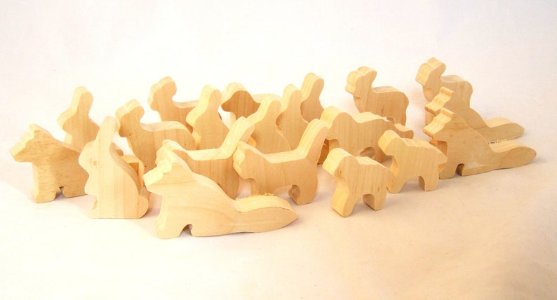 Three Wood cutouts, Unfinished Wooden animals, Smaller Size Animals image 7