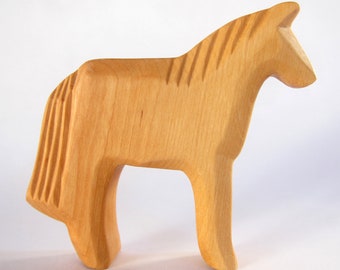 Wooden Horse, Wooden Farm Animal, Carved Horse, Waldorf Toy