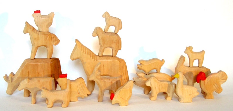 Animals of the farm, wooden animals, Waldorf toys image 3