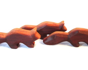 Little Squirrel Carved from Plum-wood, Wooden Wildlife